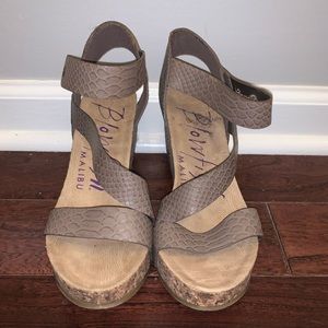 Blowfish Cork Snakeskin Wedges